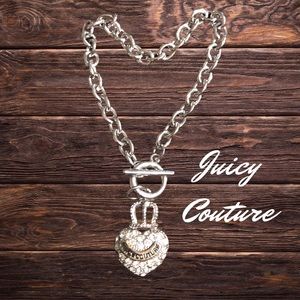 Juicy Couture Chain Link Heart Charm Bracelet Toggle Clasp
